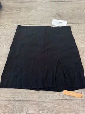NWT Reformation Classic Black Mini Skirt with Front Slit